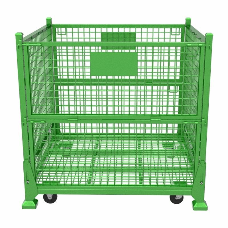 Collapsible Wire Container With Casters